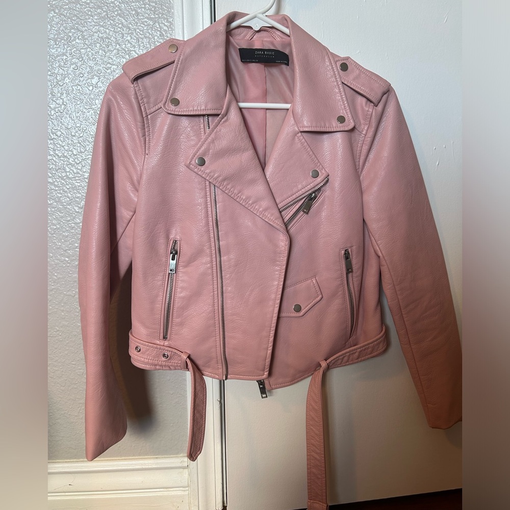 Pink Zara Leather Jacket